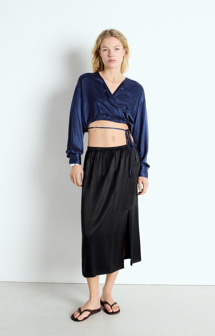 American Vintage Top Femme Voogy - NOCTURNE 52 Manches Longues Bleu - E25