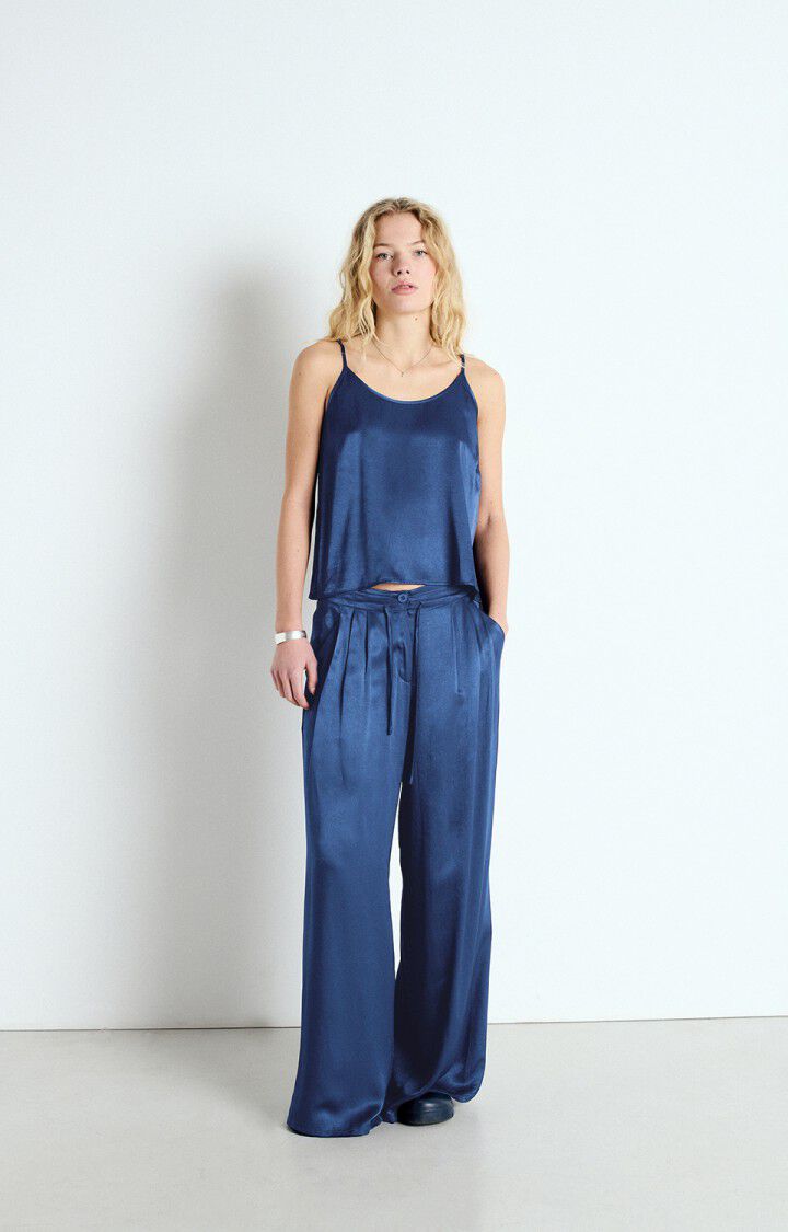 American Vintage Top Femme Voogy - NOCTURNE Fines Bretelles Bleu - E25