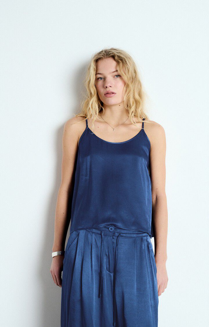 american vintage Top femme Voogy - NOCTURNE Fines bretelles Bleu - E25