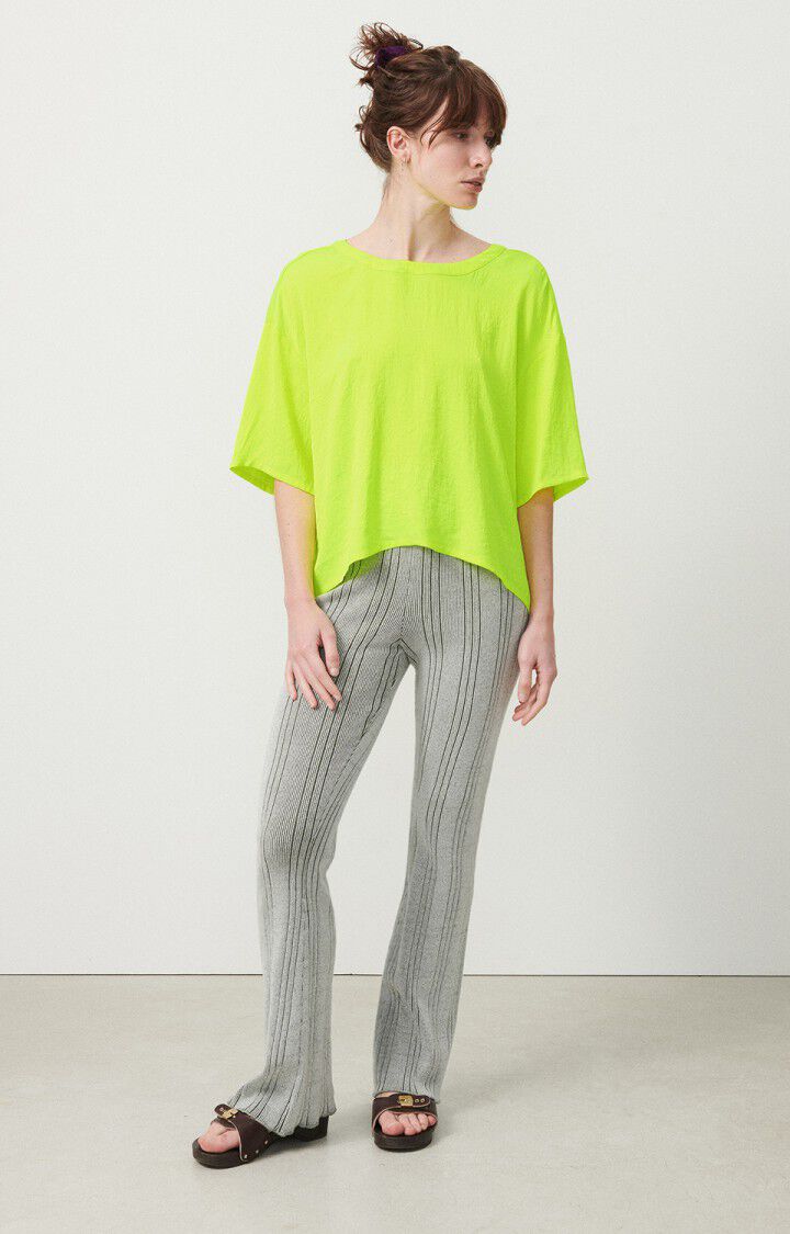 American Vintage Top Femme Widland - JAUNE FLUO 23 Manches Courtes Jaune - E24