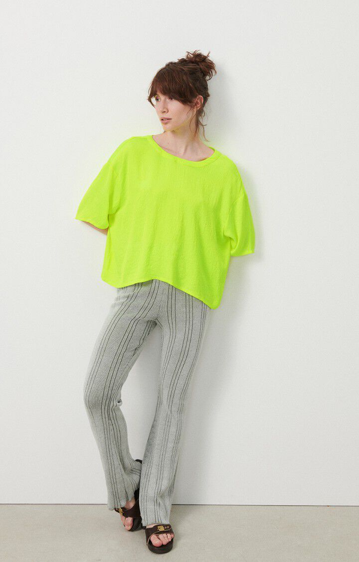 american vintage Top femme Widland - JAUNE FLUO 23 Manches courtes Jaune - E24