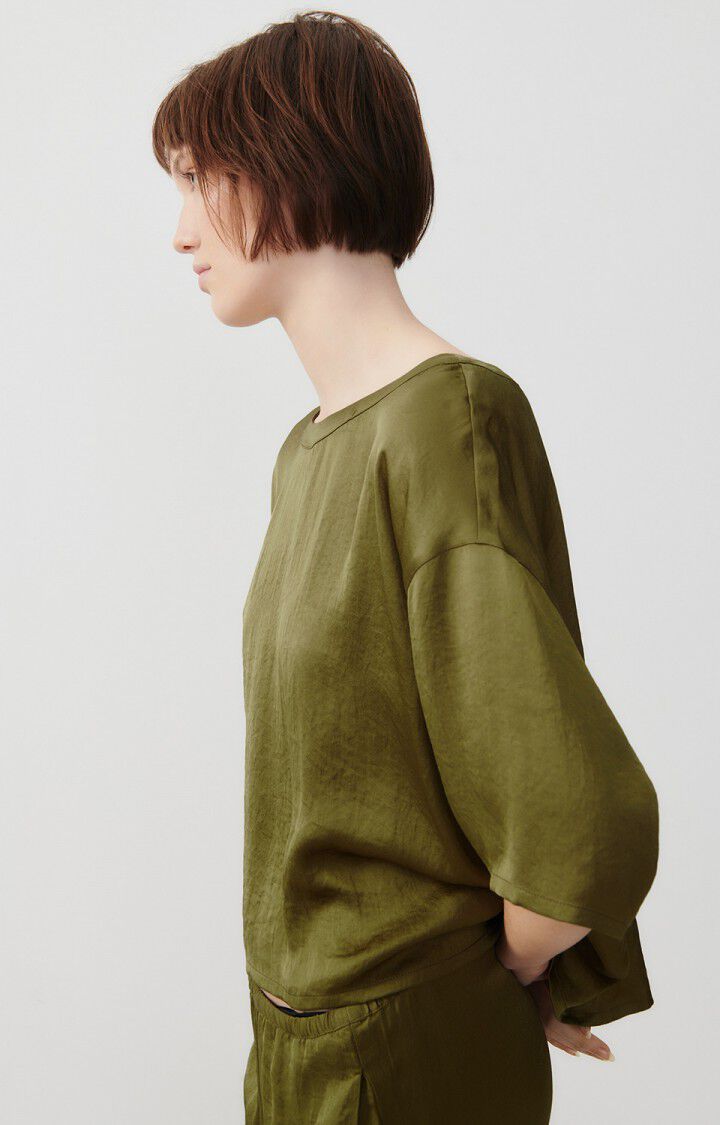 American Vintage Top Femme Widland - THYM 23 Manches Courtes Vert - E24