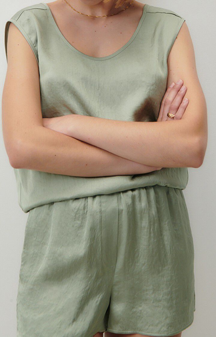 american vintage Top femme Widland - TILLEUL 0 Sans manches Vert - E23