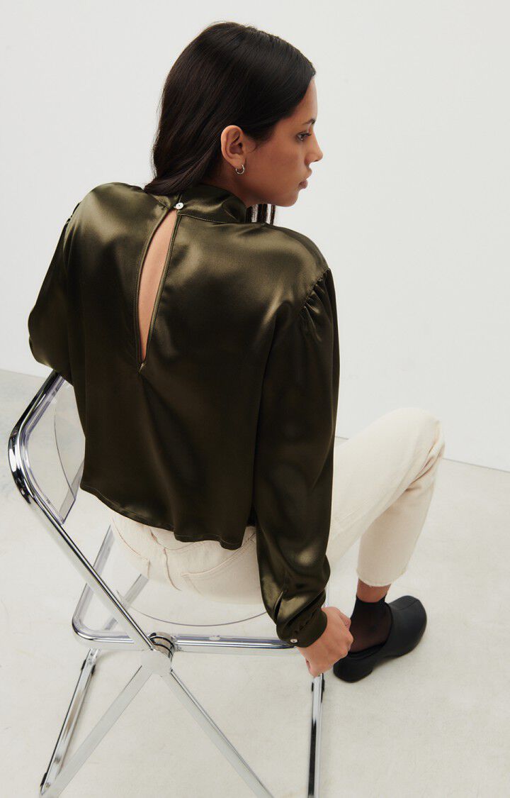 American Vintage Top Femme Wodbay - PIN 63 Manches Longues Vert - H23