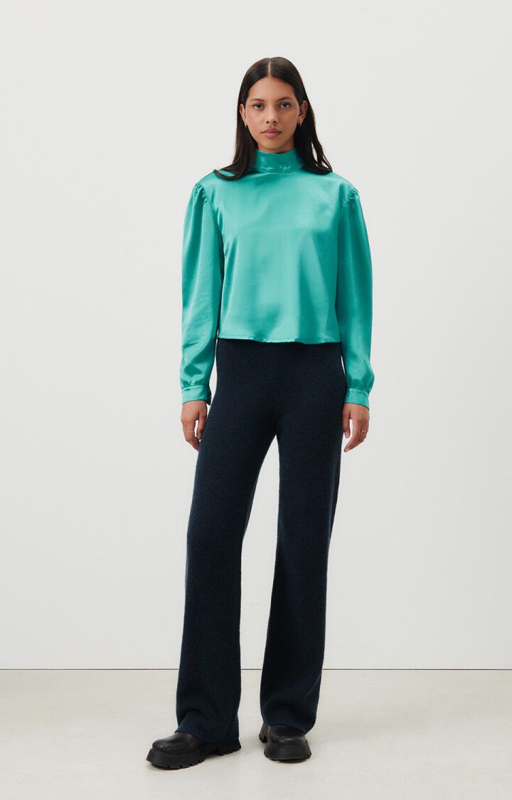 American Vintage Top Femme Wodbay - RIVIERA 63 Manches Longues Bleu - H23