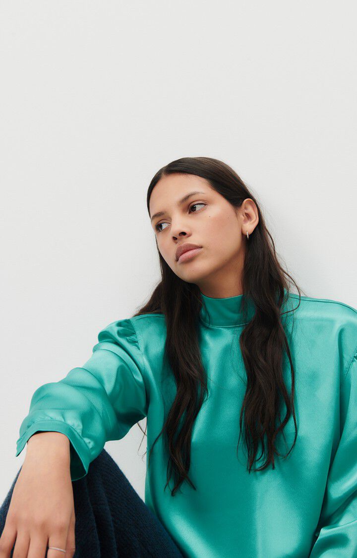 american vintage Top femme Wodbay - RIVIERA 63 Manches longues Bleu - H23