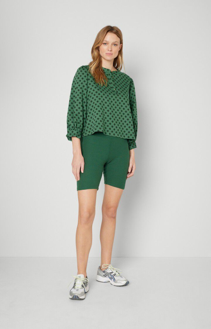 American Vintage Top Femme Yayowood - LARGE POIS VERT Manches 3/4 Vert - H18