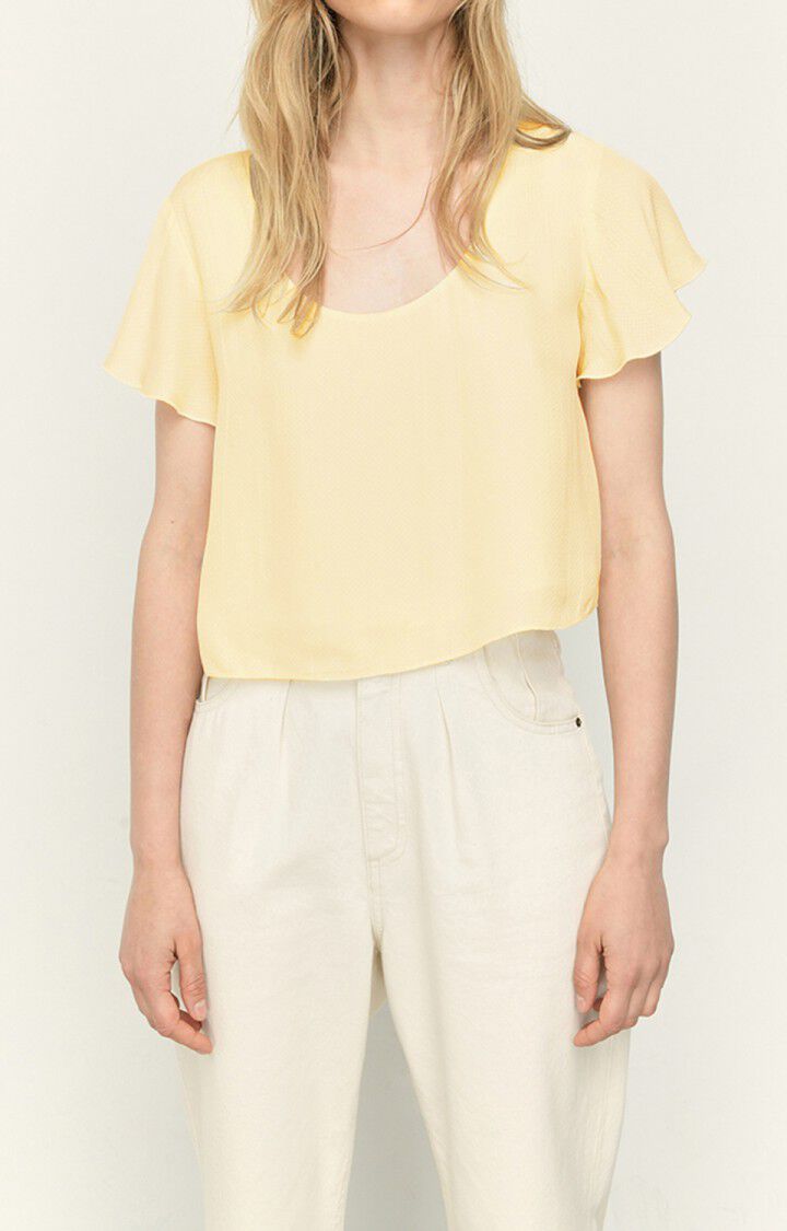 american vintage Top femme Yumy - COQUILLE Manches courtes Jaune - E22