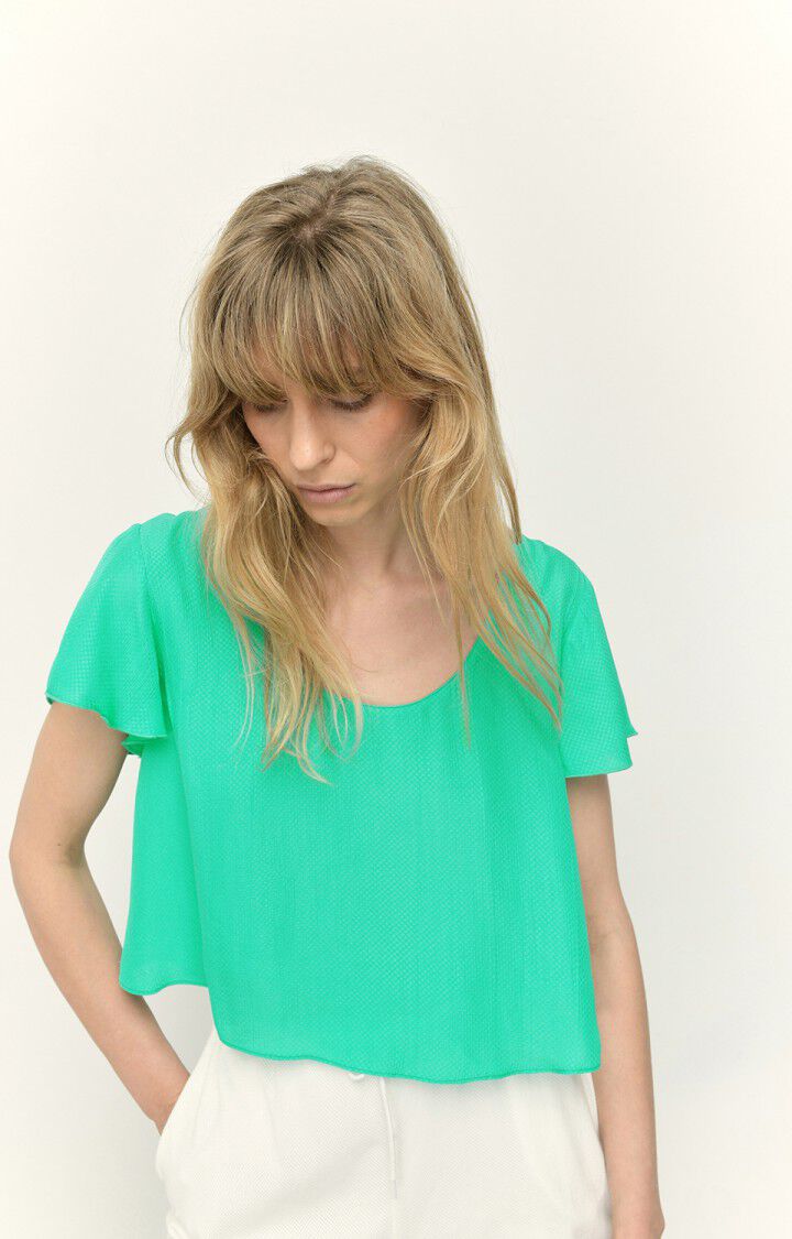 american vintage Top femme Yumy - MENTHE A L'EAU Manches courtes Vert - E22B