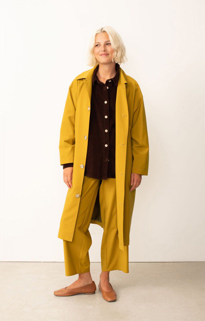 american vintage Trench femme Doacity - CUMIN 51 Manches longues Jaune - H24
