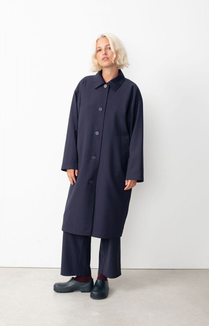 american vintage Trench femme Doacity - NAVY 51 Manches longues Bleu - E25