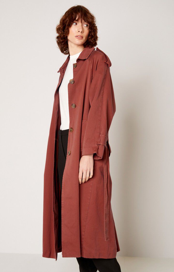 american vintage Trench femme Ooklaoma - TOMETTE Manches longues Marron - E21