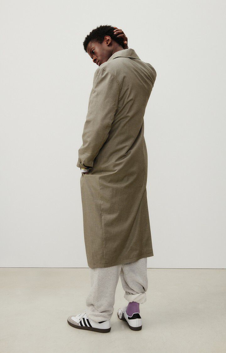 American Vintage Trench Homme Dofybay - PIED DE POULE KAKI 64 Manches Longues Marron - E24