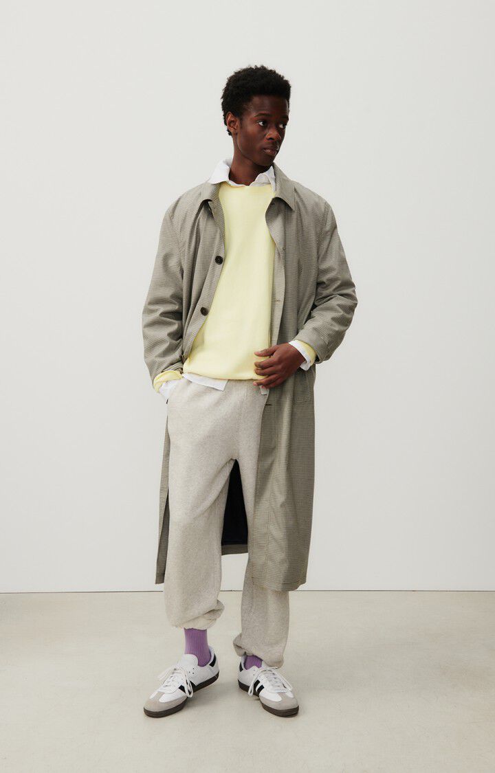 american vintage Trench homme Dofybay - PIED DE POULE KAKI 64 Manches longues Marron - E24