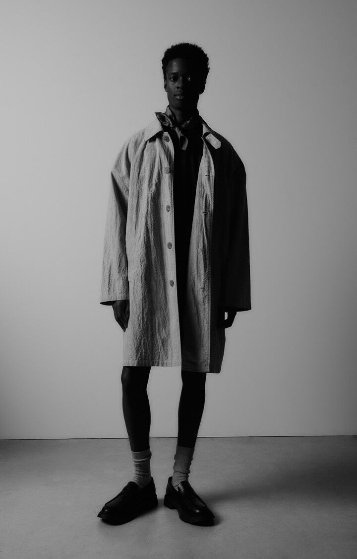 American Vintage Trench Homme Keostreet - RAYURES GRISES ET ORANGE 55 Manches Longues Orange - E24