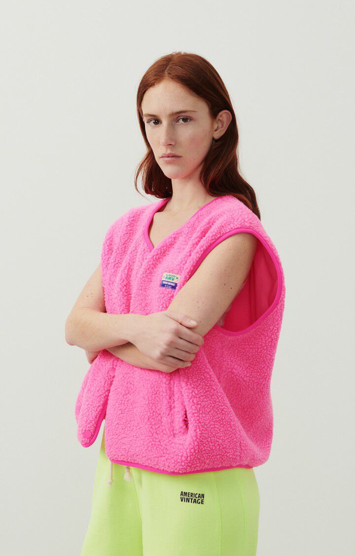 american vintage Veste femme Hoktown - PINK ACID CHINE 0 Sans manches Rose - E25