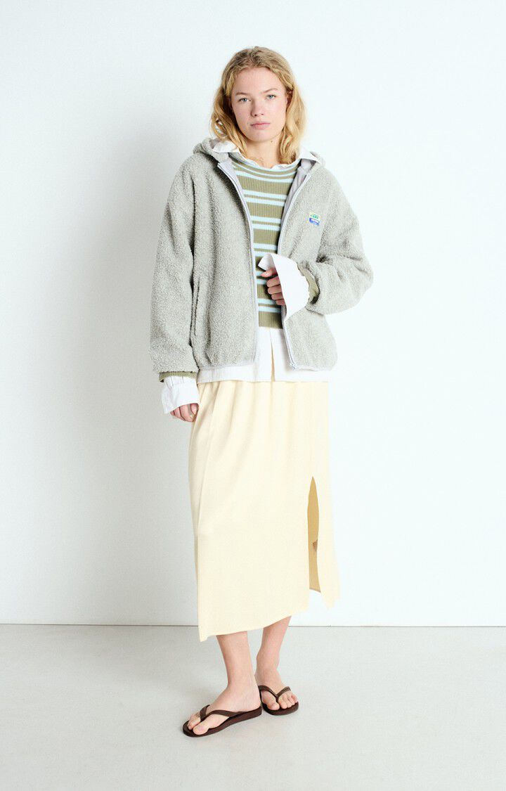 American Vintage Veste Femme Hoktown - POLAIRE CHINE 50 Manches Longues Gris - E25