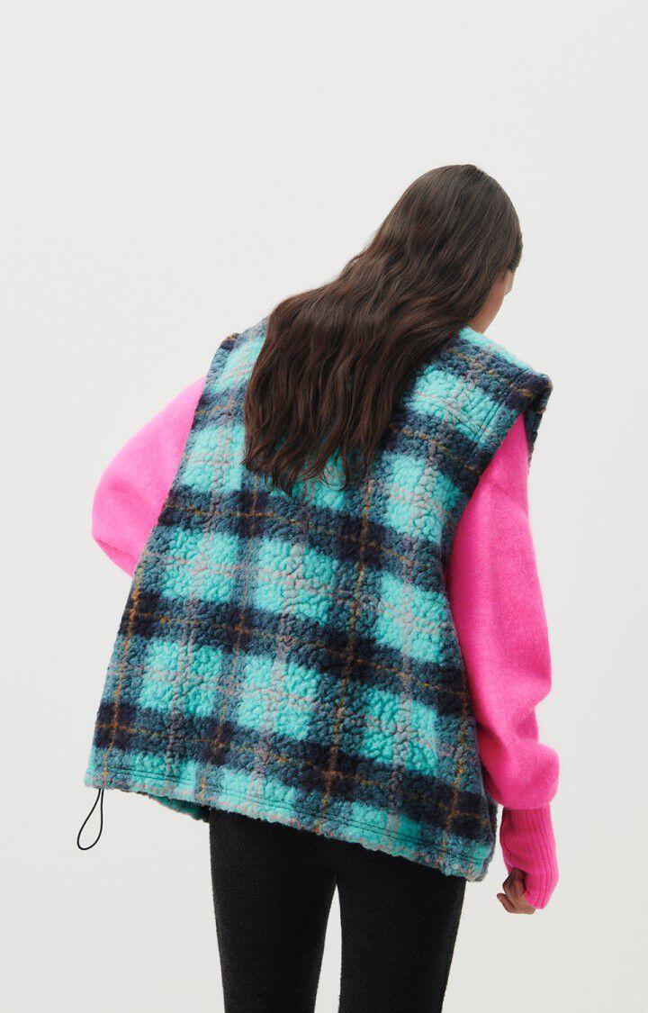 American Vintage Veste Femme Nelsystate - TARTAN TURQUOISE 0 Sans Manches Bleu - H23