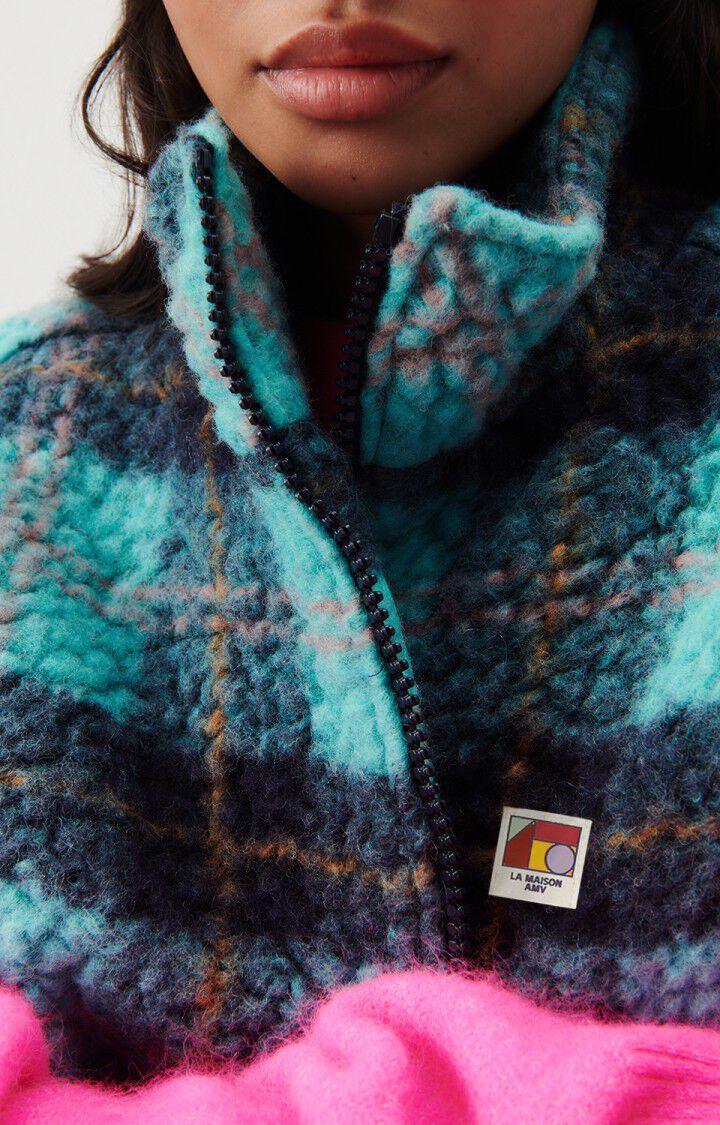 American Vintage Veste Femme Nelsystate - TARTAN TURQUOISE 0 Sans Manches Bleu - H23