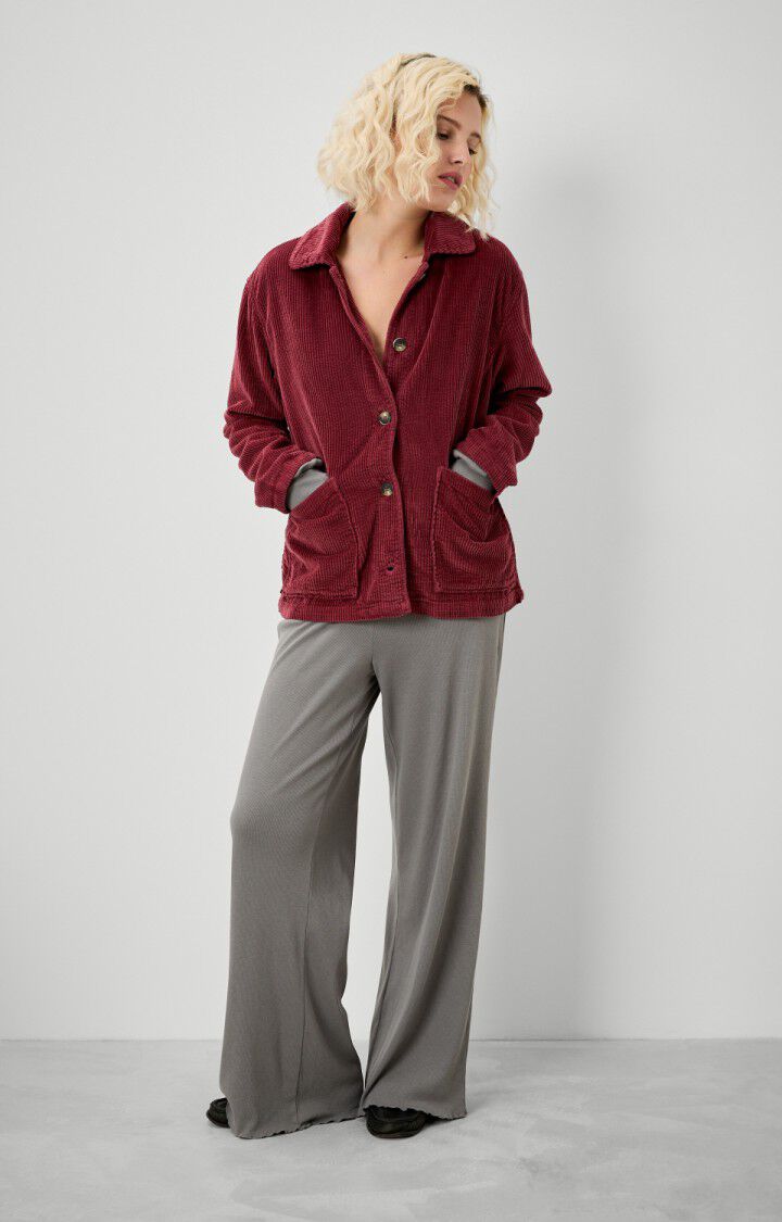 American Vintage Veste Femme Padow - LIE DE VIN Manches Longues Rouge - H22B