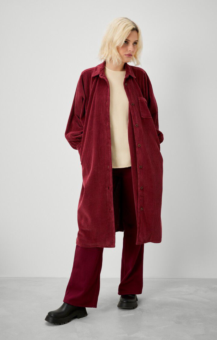 American Vintage Veste Femme Padow - LIE DE VIN Manches Longues Rouge - H22B