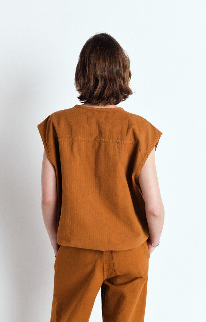 American Vintage Veste Femme Rygybay - CANNELLE 0 Sans Manches Marron - E25