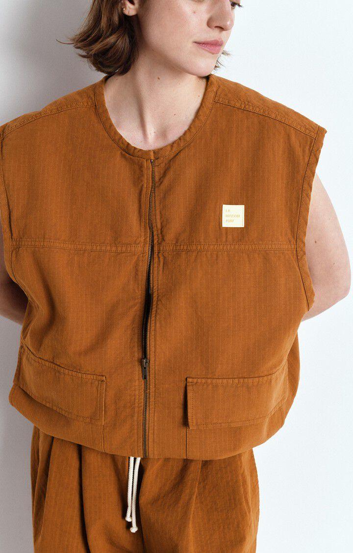 American Vintage Veste Femme Rygybay - CANNELLE 0 Sans Manches Marron - E25