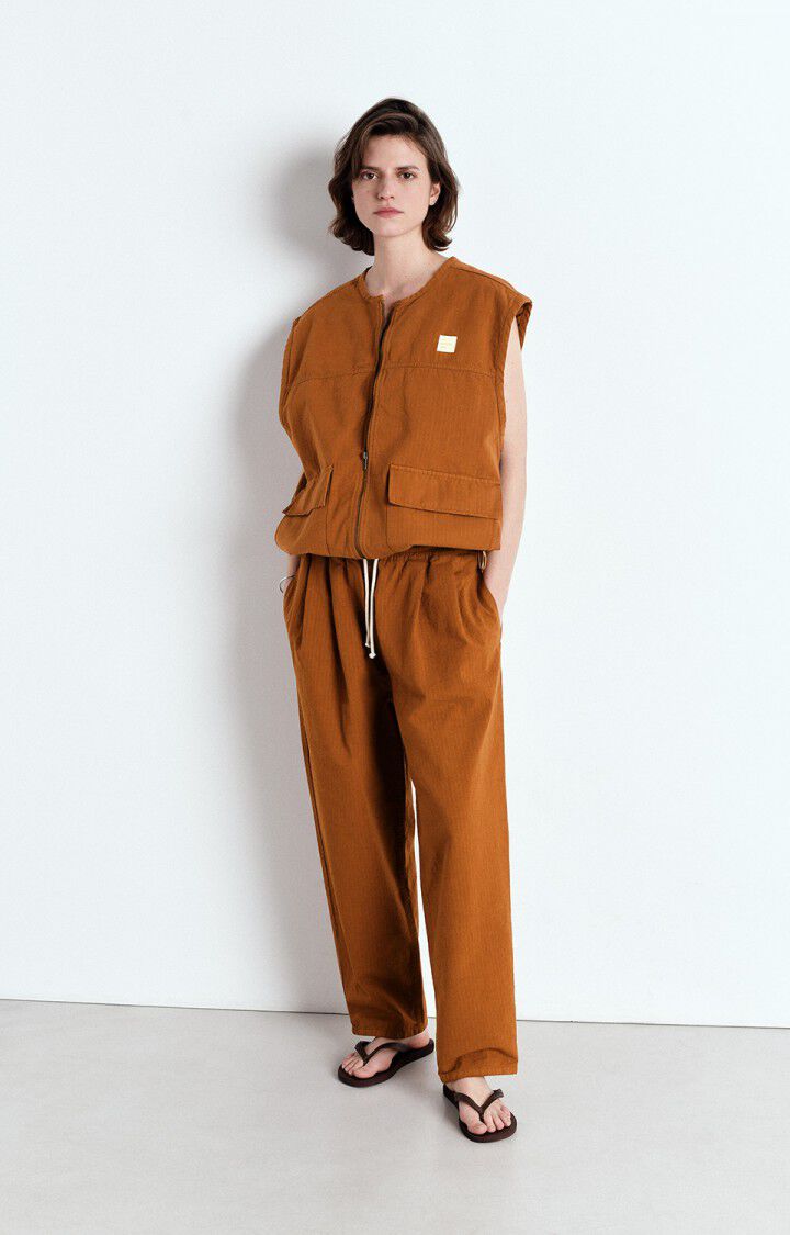 American Vintage Veste Femme Rygybay - CANNELLE 0 Sans Manches Marron - E25