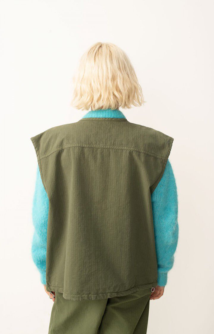 American Vintage Veste Femme Rygybay - KAKI 0 Sans Manches Vert - E25
