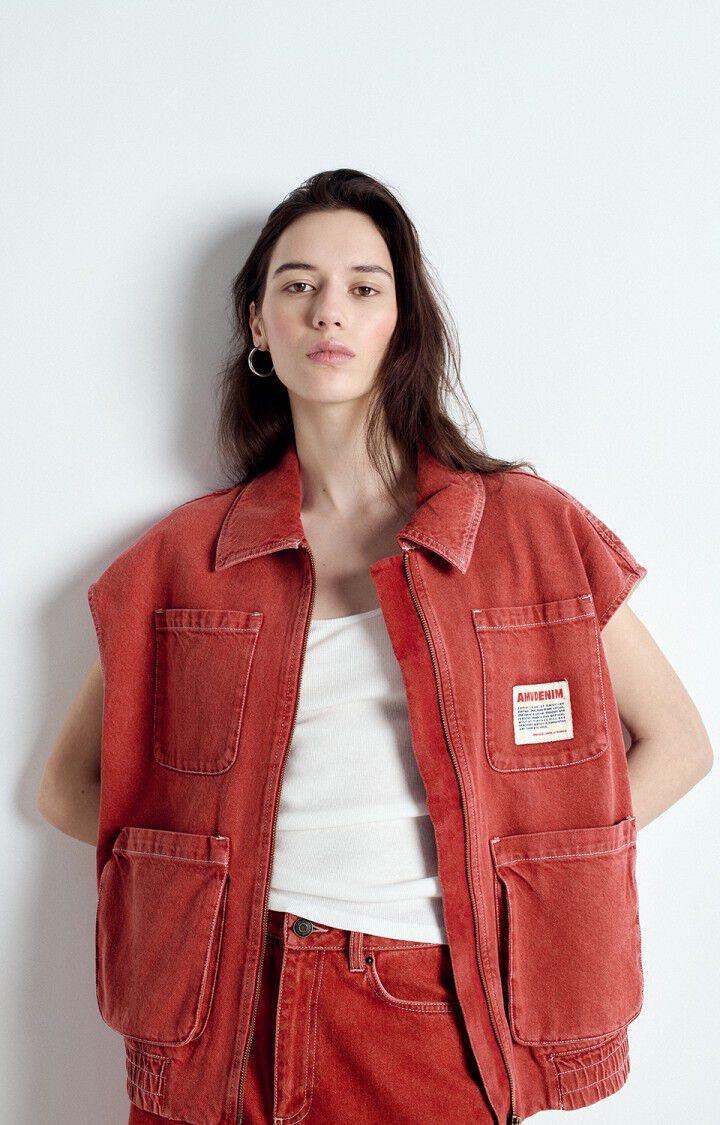 American Vintage Veste Femme Uzatown - ROUGE Sans Manches Rouge - E25