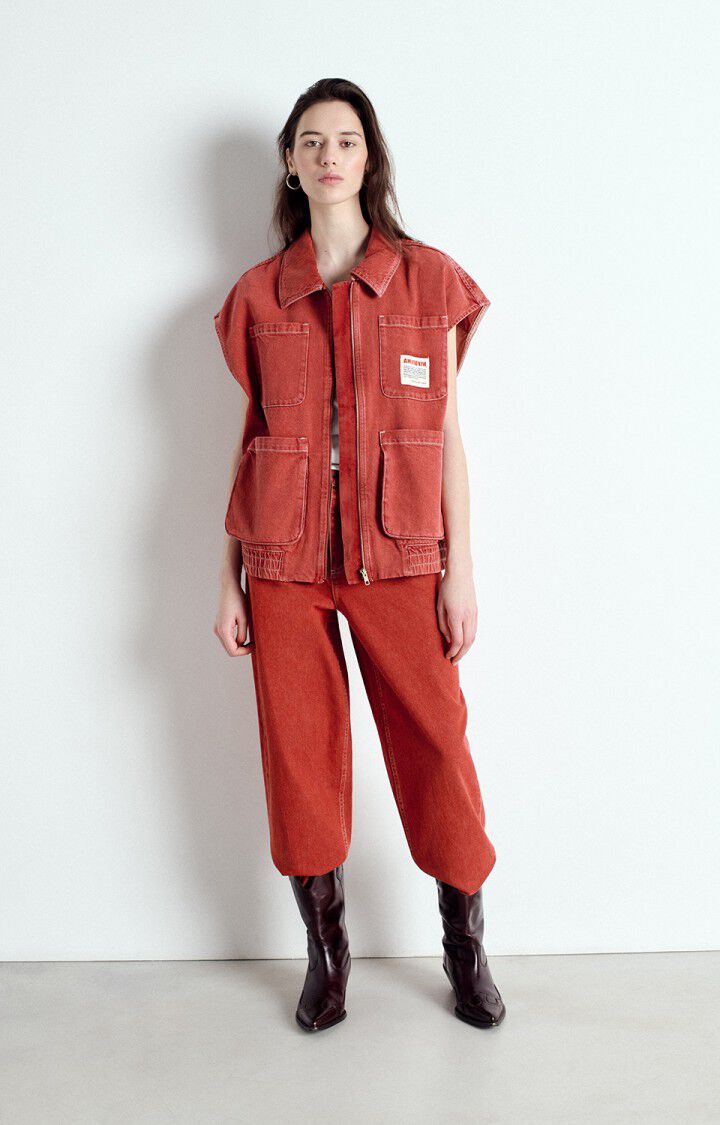 American Vintage Veste Femme Uzatown - ROUGE Sans Manches Rouge - E25