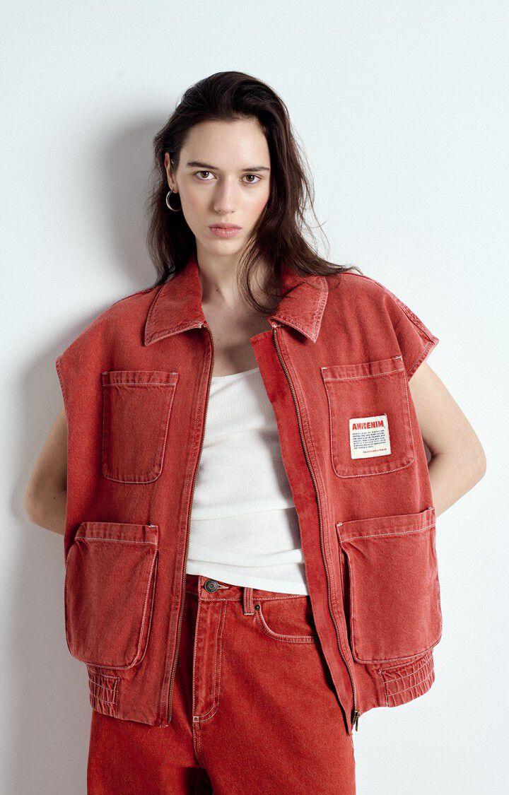 american vintage Veste femme Uzatown - ROUGE Sans manches Rouge - E25