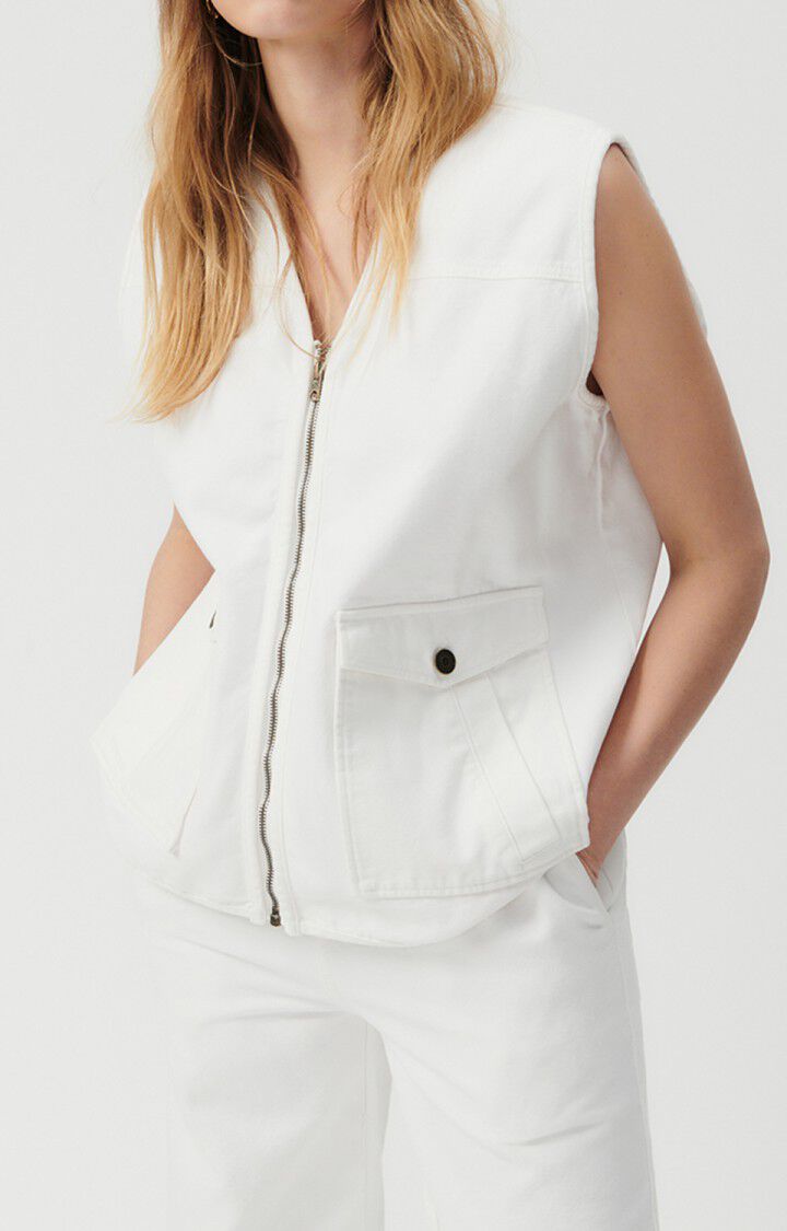 american vintage Veste femme Yapitown - BLANC 0 Sans manches Blanc - E23
