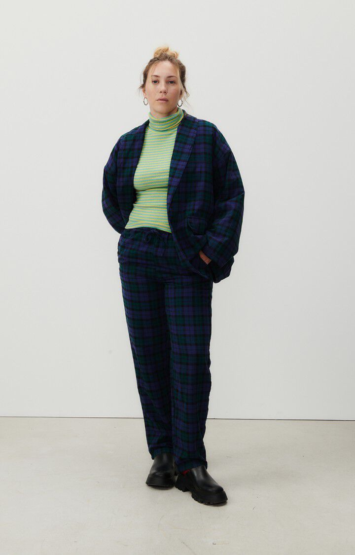 American Vintage Veste Femme Yuzy - TARTAN VIOLET VERT 49 Manches Longues Violet - E24