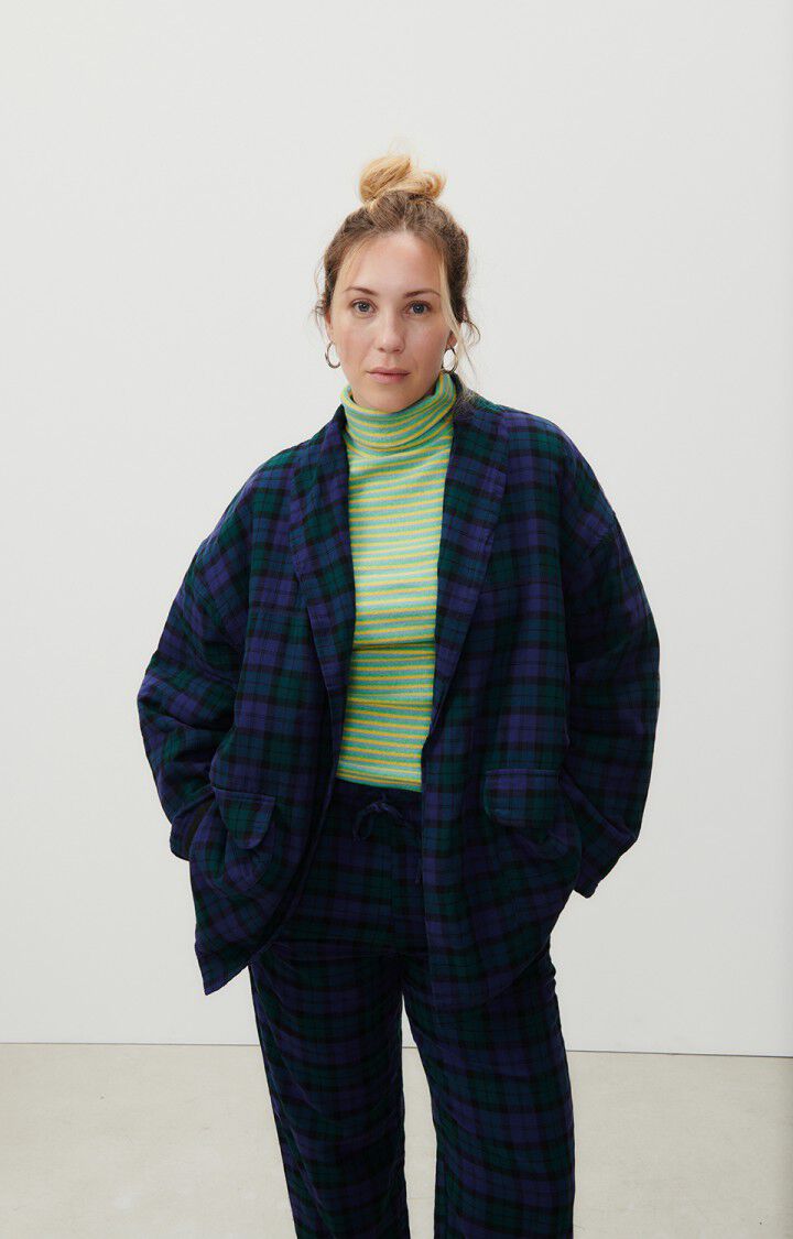 american vintage Veste femme Yuzy - TARTAN VIOLET VERT 49 Manches longues Violet - E24