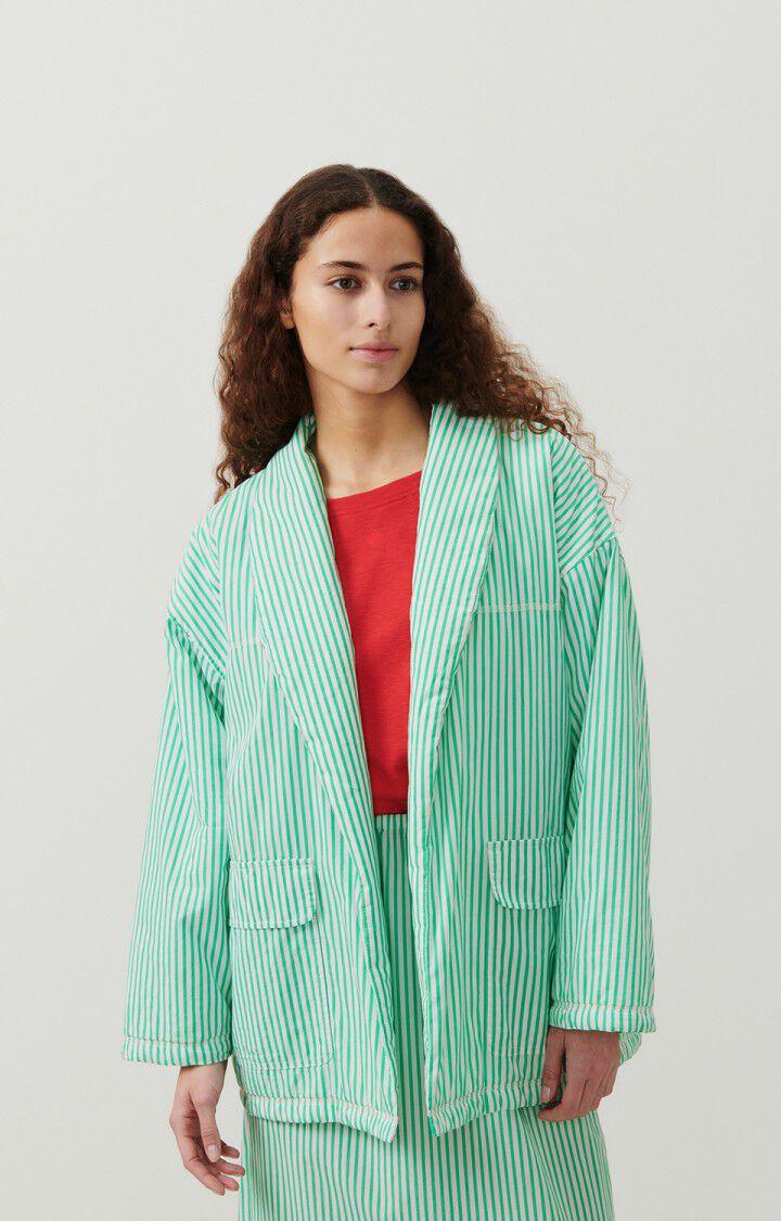 american vintage Veste femme Zypobay - RAYURES MENTHOL 52 Manches longues Blanc - E24