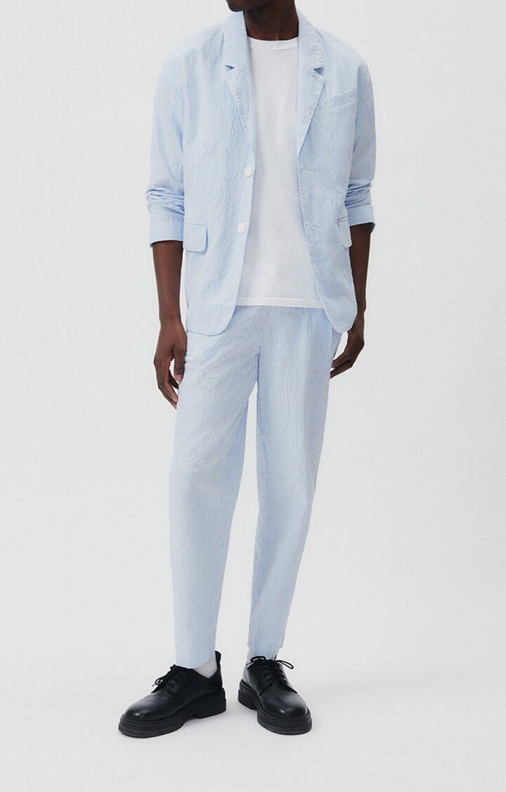 American Vintage Veste Homme Keostreet - RAYURES CELESTE 60 Manches Longues Bleu - E23