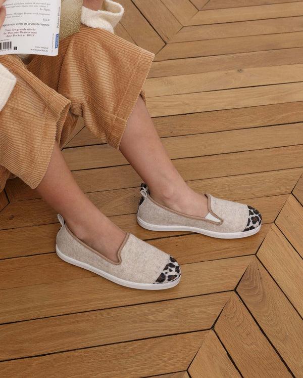 Angarde Chausson Enfant Beige Léopard
