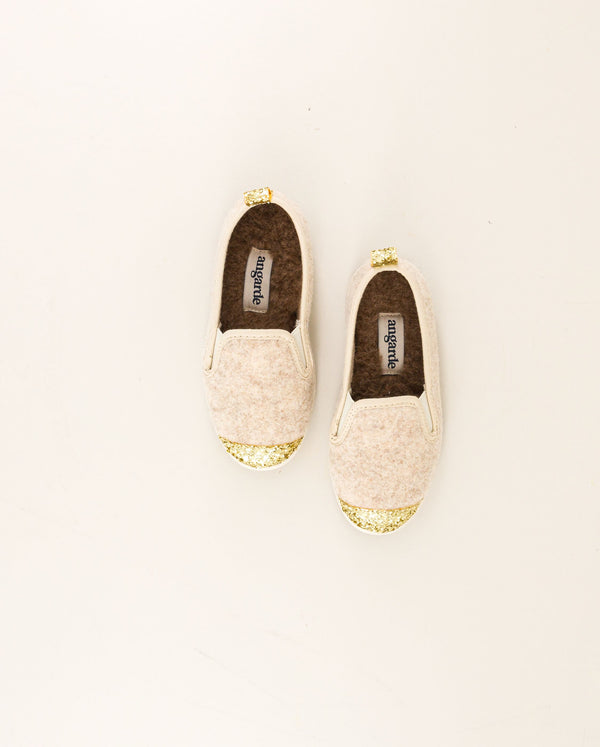 Angarde Chausson Enfant Beige Paillettes