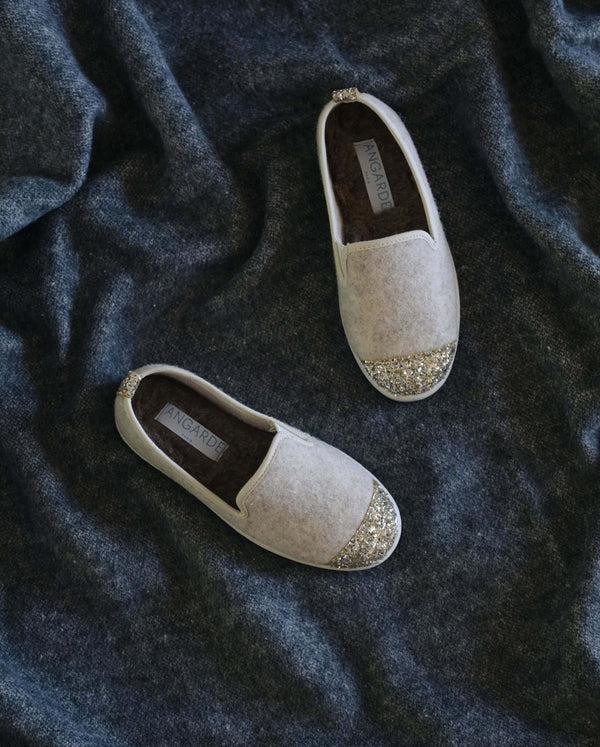 Angarde Chausson Enfant Beige Paillettes