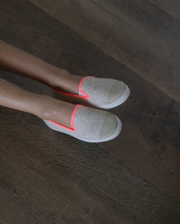 Angarde Chausson Enfant Beige Rose Fluo