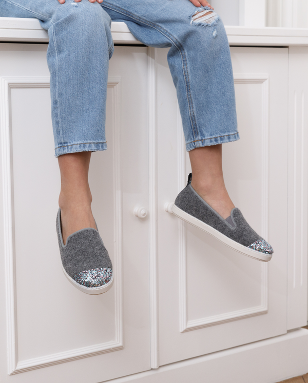 Angarde Chausson Enfant Gris Paillettes