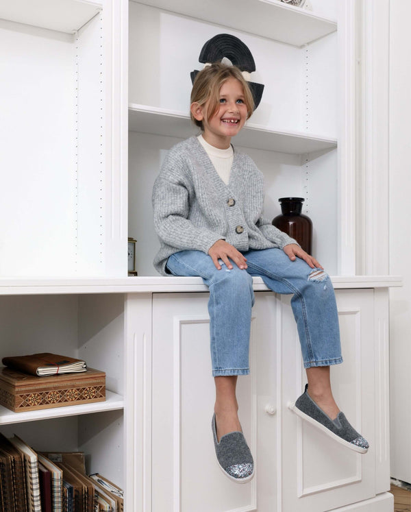 Angarde Chausson Enfant Gris Paillettes