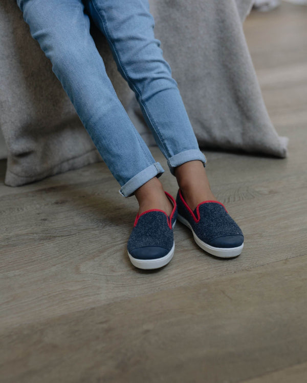 Angarde Chausson Enfant Marine Rouge