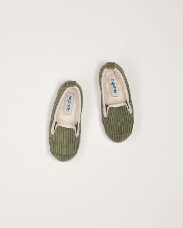 Angarde Chausson Enfant Vert En Velours