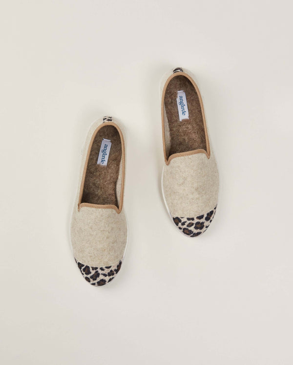 Angarde Chausson Femme Beige Léopard