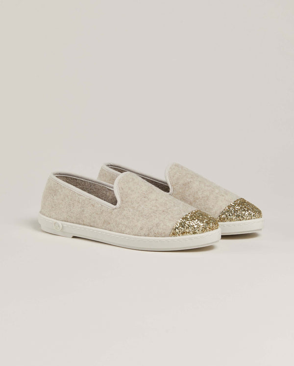 angarde Chausson femme beige paillettes