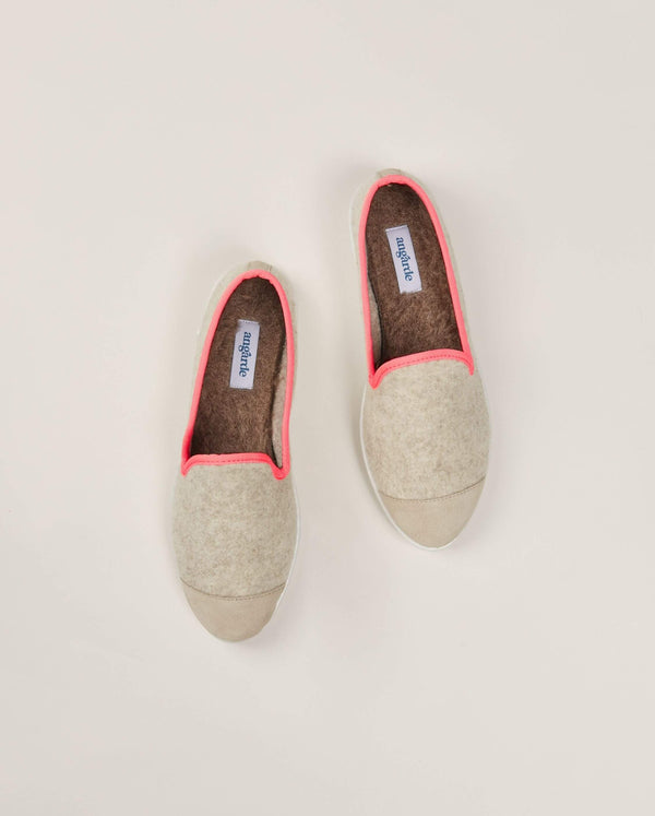 Angarde Chausson Femme Beige Rose Fluo