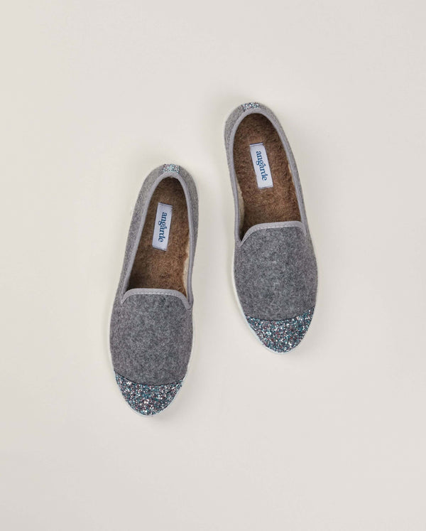 Angarde Chausson Femme Gris Paillettes