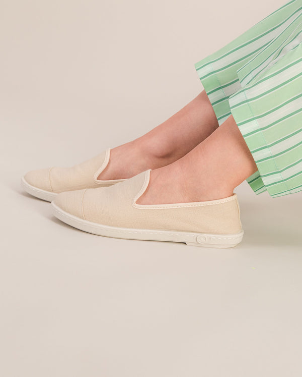 Angarde Chausson Femme Lin Beige Ivoire